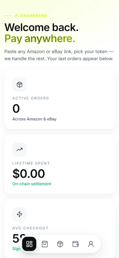 StablePay dashboard on mobile
